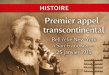 L&rsquo;inauguration du service téléphonique transcontinental par Alexander Graham Bell le 25 janvier 1915