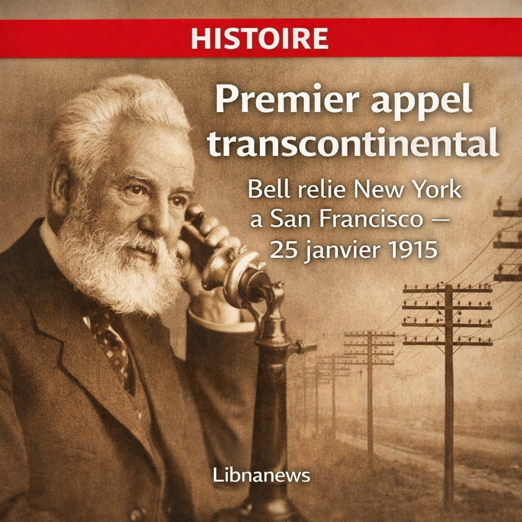 L&rsquo;inauguration du service téléphonique transcontinental par Alexander Graham Bell le 25 janvier 1915