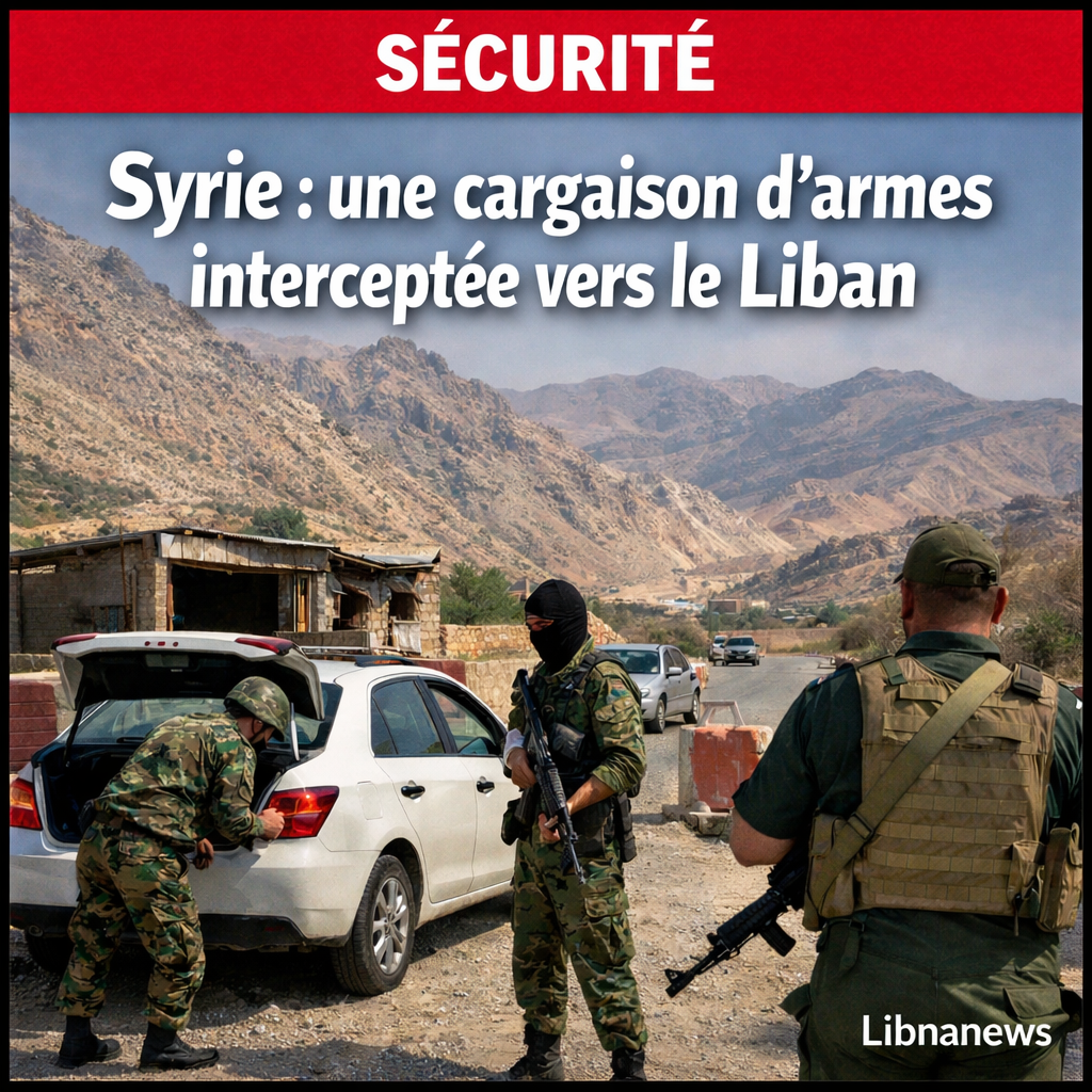 La sécurité syrienne intercepte une importante cargaison d’armes destinée au Liban via la région d’Al-Brij La sécurité syrienne intercepte une importante cargaison d’armes destinée au Liban via la région d’Al-Brij