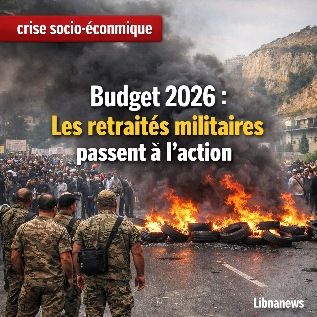 Les militaires retraités bloquent l’autoroute de Chekka avec des pneus enflammés en protestation contre le projet de budget 2026 Les militaires retraités bloquent l’autoroute de Chekka avec des pneus enflammés en protestation contre le projet de budget 2026