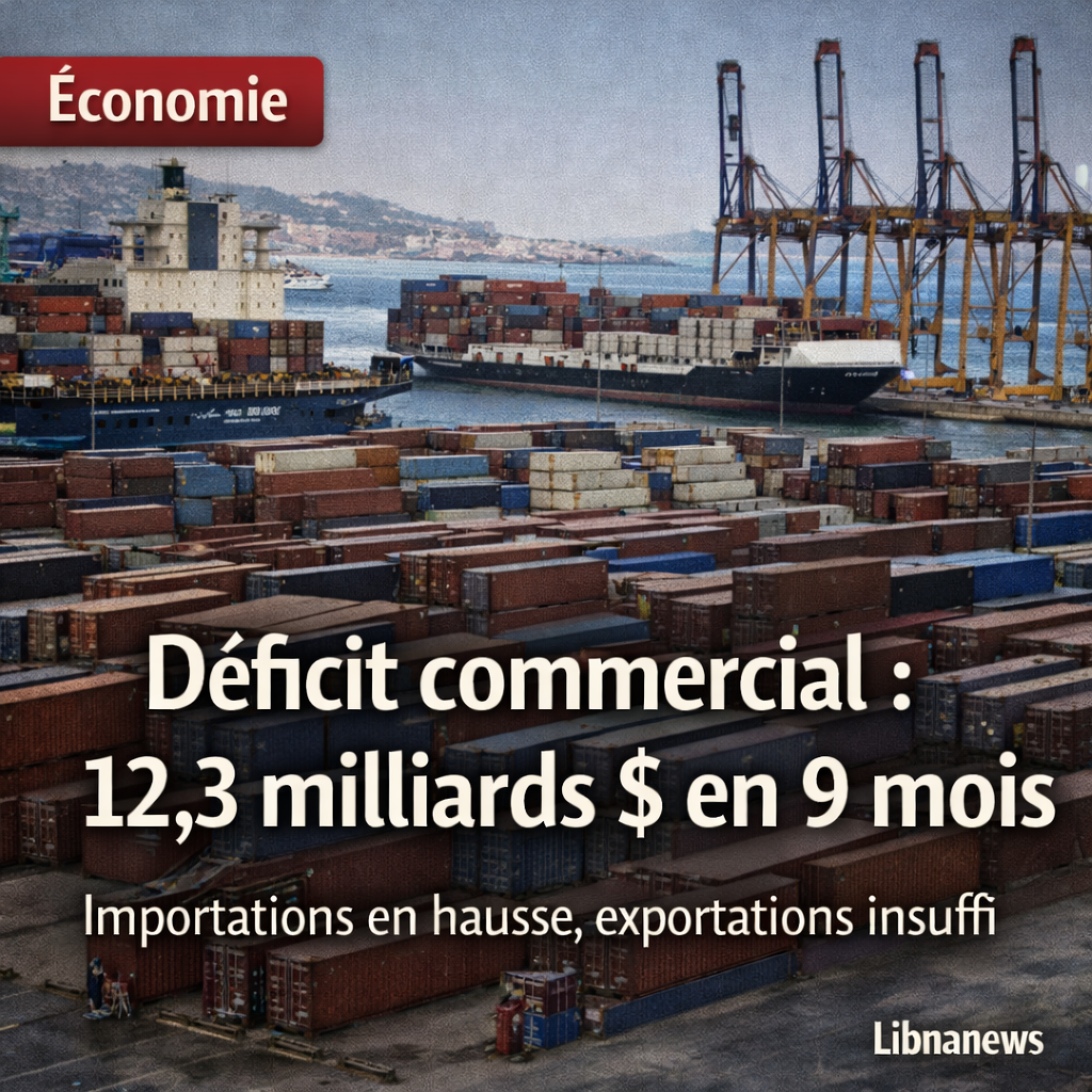 Liban : Le déficit commercial s’élargit à 12,3 milliards de dollars sur les neuf premiers mois de 2025, selon les dernières statistiques douanières