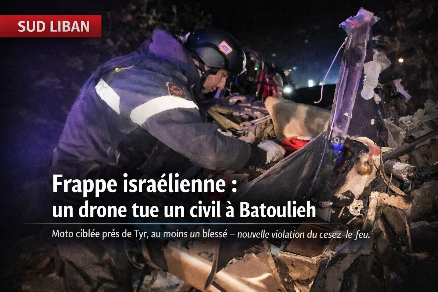 Un civil tué dans une frappe de drone israélienne à Batoulieh Un civil tué dans une frappe de drone israélienne à Batoulieh