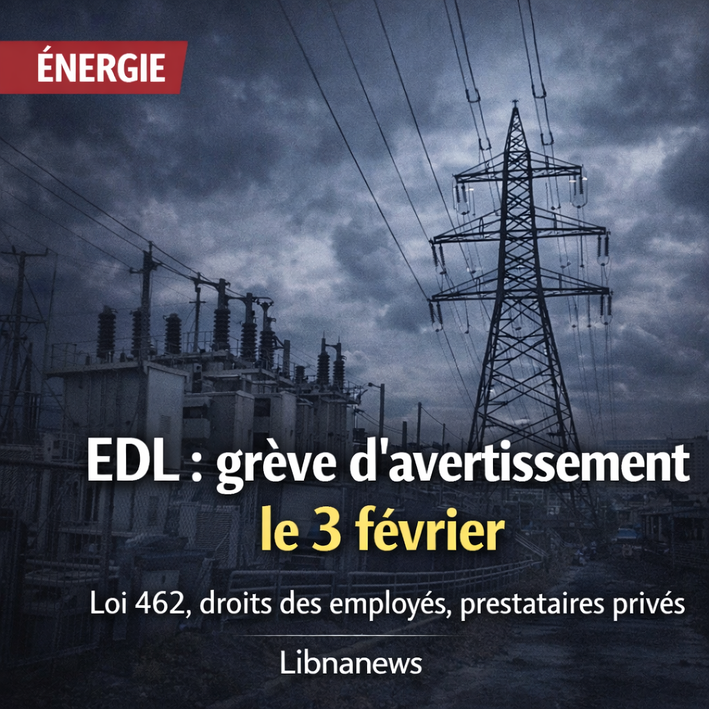 Le syndicat d’Électricité du Liban appelle à une grève d’avertissement le 3 février