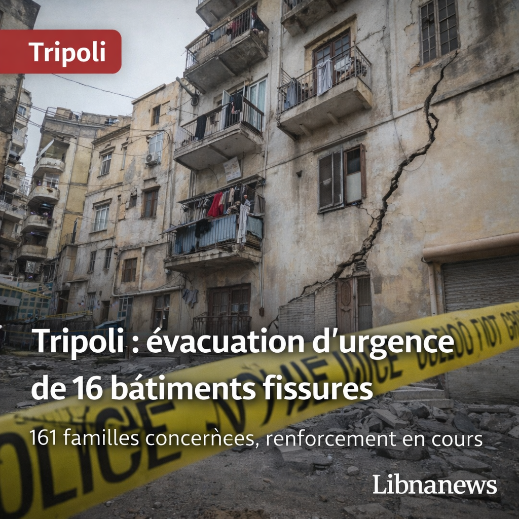 Évacuation d’urgence de 16 bâtiments fissurés à Tripoli : le Liban face à une nouvelle alerte structurelle
