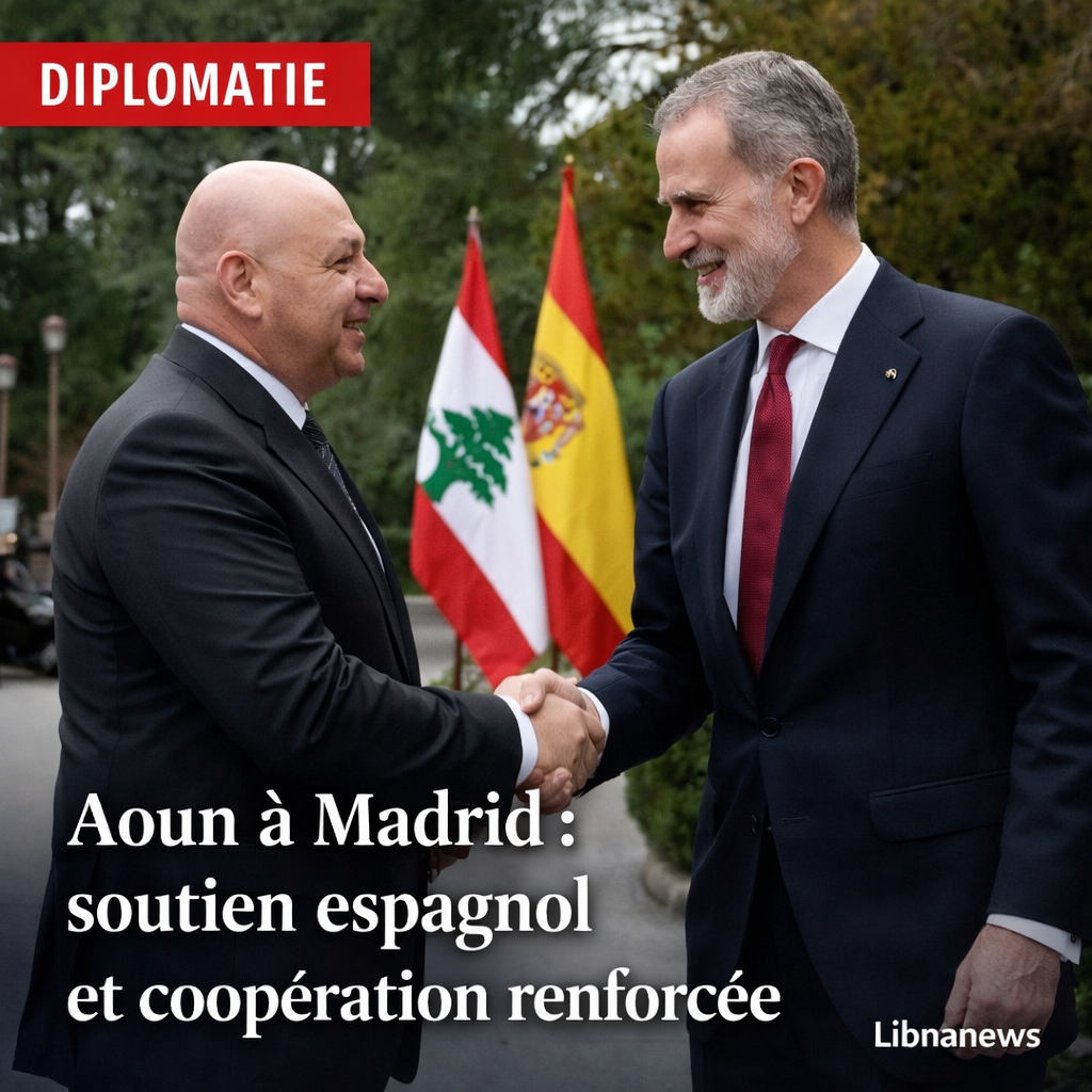 Le président libanais Joseph Aoun rencontre le roi Felipe VI à Madrid et salue le soutien espagnol face aux tensions régionales