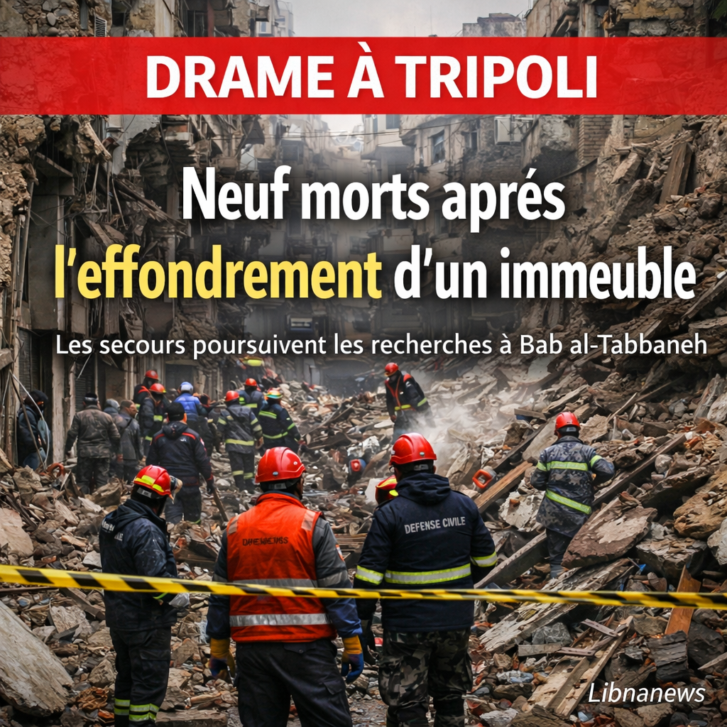 Effondrement d’un immeuble à Tripoli : neuf morts dans le quartier de Bab al-Tabbaneh