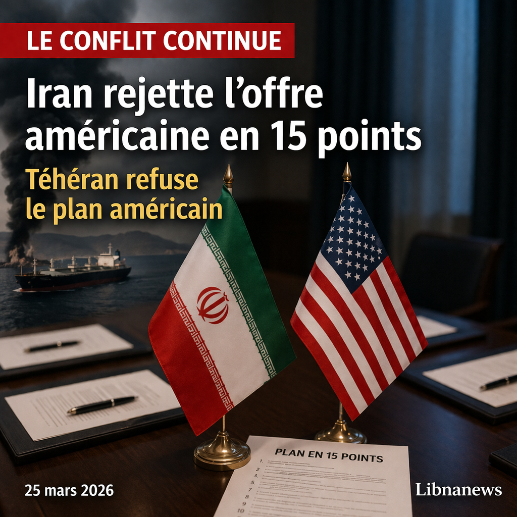 Iran rejette l’offre américaine en 15 points Iran rejette l’offre américaine en 15 points