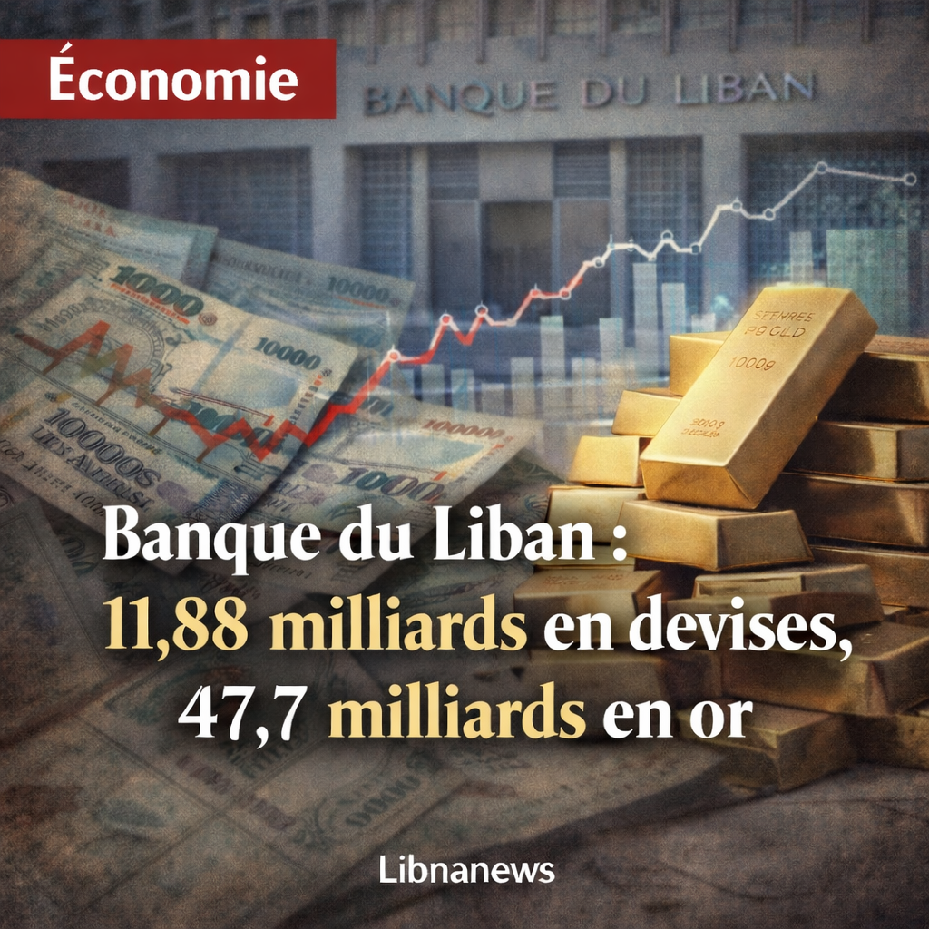 Les réserves liquides en devises de la Banque du Liban se sont établies à 11,88 milliards de dollars fin février 2026