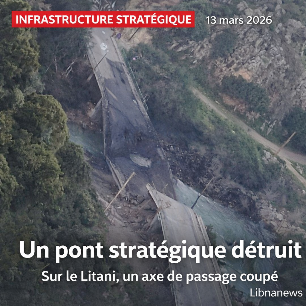 Sud-Liban: un pont stratégique sur le Litani détruit dans une frappe à l’aube
