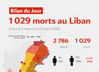 Le bilan officiel s’alourdit à 1 029 morts au Liban