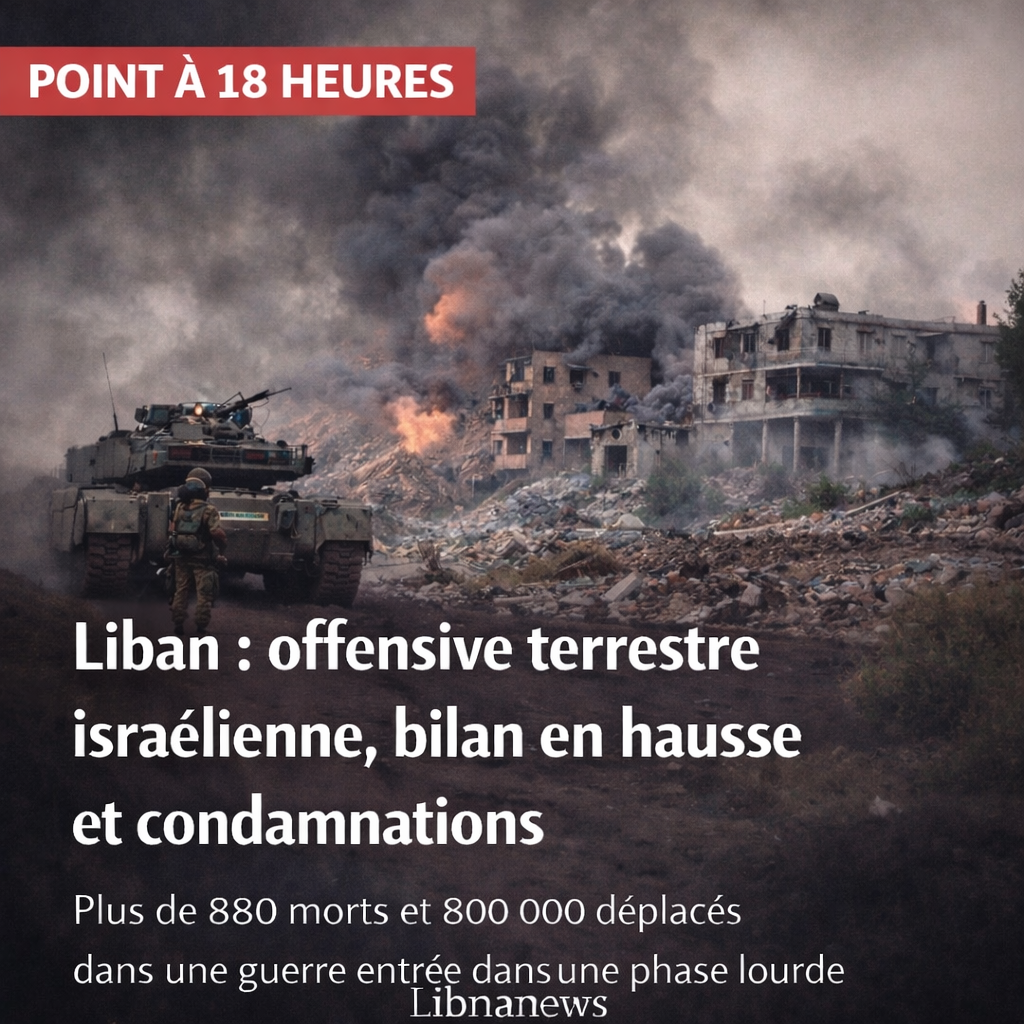 Liban : offensive terrestre israélienne, bilan en hausse et condamnations internationales