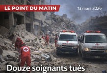 Point du Matin : douze membres du personnel médical tués dans une frappe israélienne sur un centre de santé à Burj Qalawiya