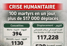 Liban : 100 martyrs en une journée dus aux frappes aériennes israéliennes, le bilan officiel atteint 394 morts et plus de 517 000 déplacés Liban : 100 martyrs en une journée dus aux frappes aériennes israéliennes, le bilan officiel atteint 394 morts et plus de 517 000 déplacés