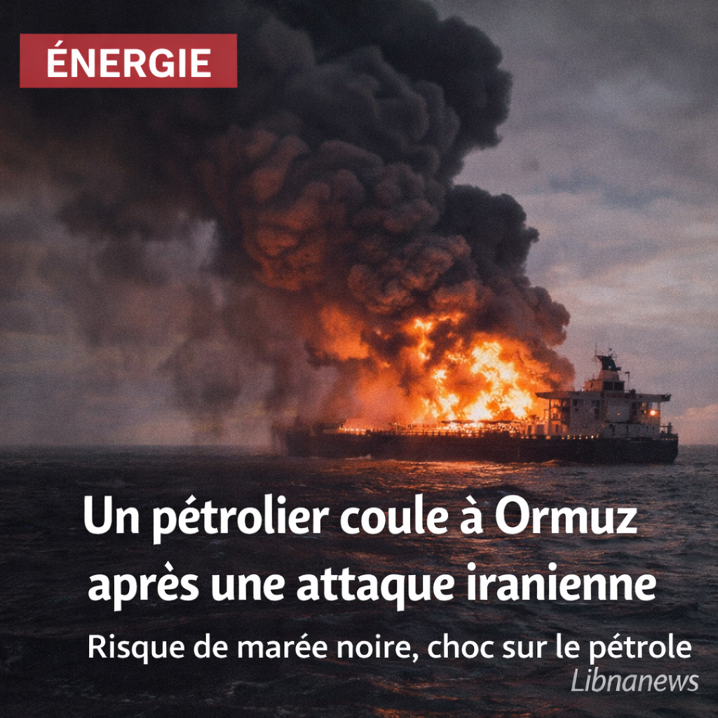 Un pétrolier coule dans le détroit d’Ormuz après une attaque iranienne confirmée Un pétrolier coule dans le détroit d’Ormuz après une attaque iranienne confirmée