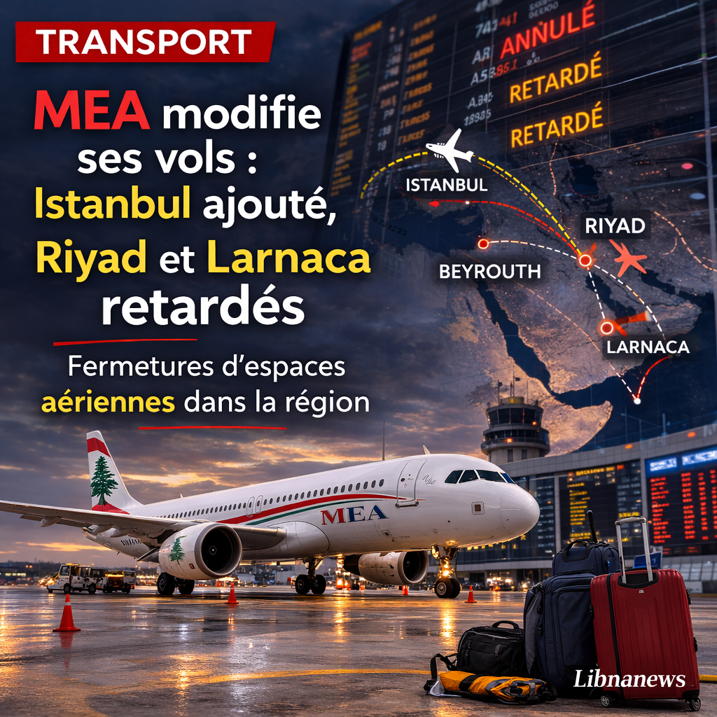 Liban : Middle East Airlines ajoute un vol vers Istanbul et retarde ses liaisons avec Riyad et Larnaca en raison des fermetures d’espaces aériens régionales
