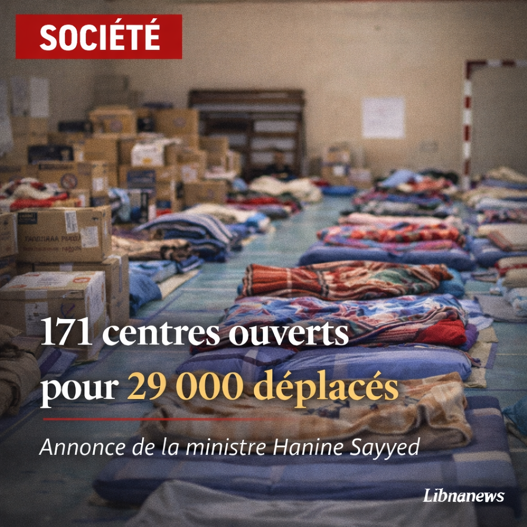 Liban : la ministre des Affaires sociales annonce l’ouverture de 171 centres d’hébergement pour 29 000 déplacés