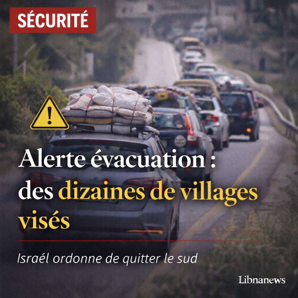 Israël émet une alerte urgente d’évacuation pour des dizaines de villages au sud du Liban