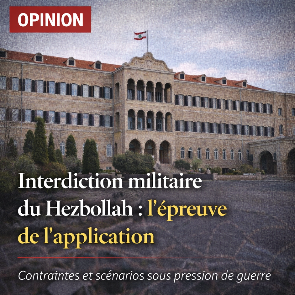 Interdiction de l’activité militaire du Hezbollah: application, contraintes et scénarios sous pression de guerre