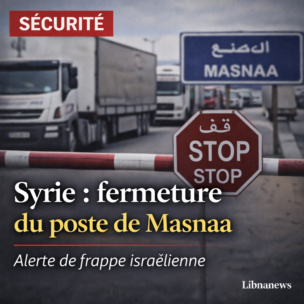 La Syrie ferme le poste frontière de Masnaa avec le Liban après un avertissement de prise pour cible par Israël