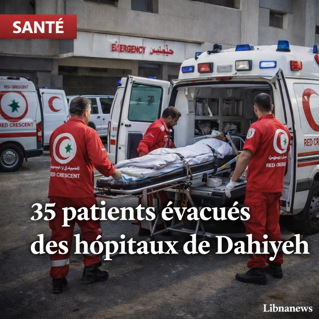 Frappes israéliennes: le Croissant-Rouge libanais évacue d’urgence 35 patients des hôpitaux de Dahiyeh ce 6 mars 2026