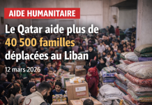 Le Qatar lance une opération d’aide humanitaire urgente en faveur de plus de 40 500 familles libanaises déplacées Le Qatar lance une opération d’aide humanitaire urgente en faveur de plus de 40 500 familles libanaises déplacées