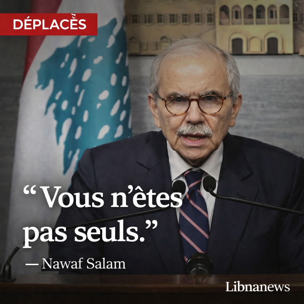 Le Premier ministre Nawaf Salam s’adresse aux déplacés libanais : « Vous n’êtes pas seuls » après un appel de soutien d’Emmanuel Macron et une rencontre avec l’ambassadeur américain