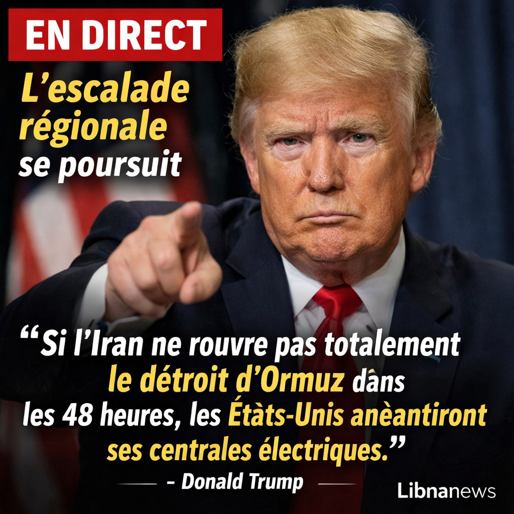 En direct: Donald Trump perd patience et lance un ultimatum à l’Iran qui a 48 heures pour rouvrir le détroit d’Ormuz En direct: Donald Trump perd patience et lance un ultimatum à l’Iran qui a 48 heures pour rouvrir le détroit d’Ormuz