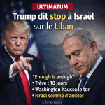 Trump somme Israël d’arrêter les frappes au Liban