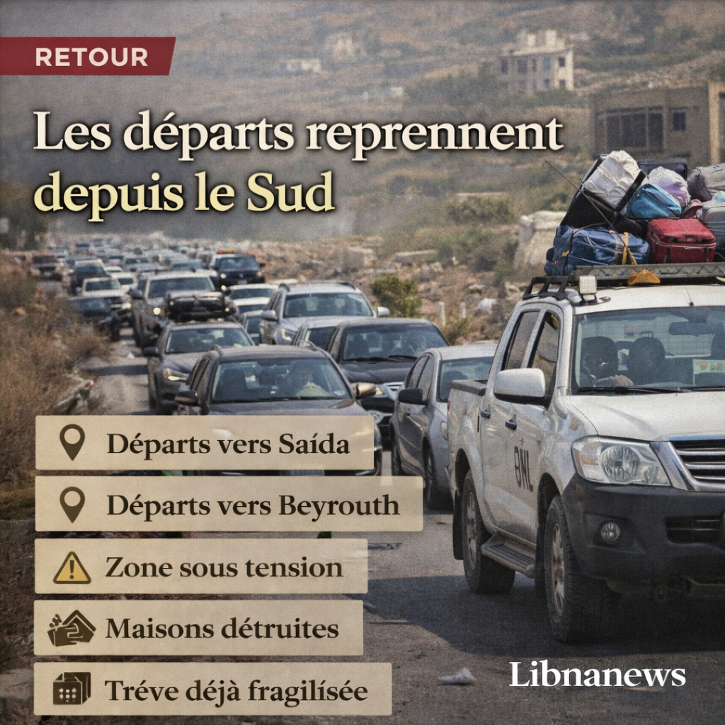 Reprise des déplacements depuis le sud du Liban sur fond de tensions régionales