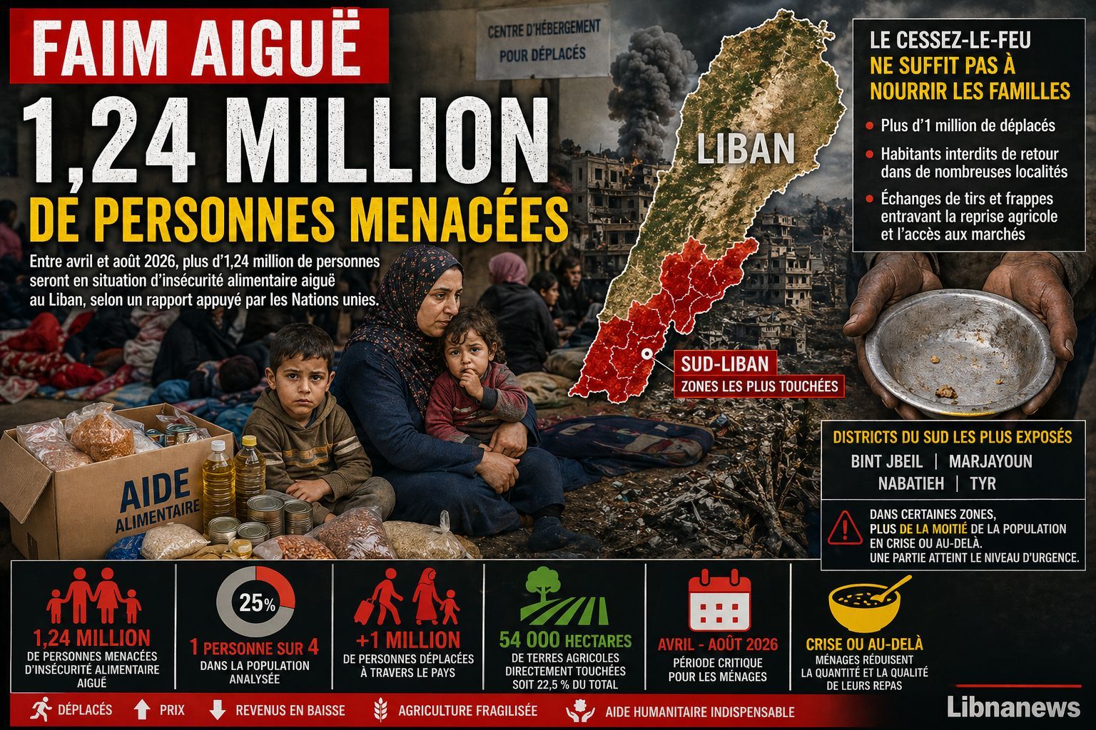 Liban : la faim aiguë menace 1,24 million de personnes