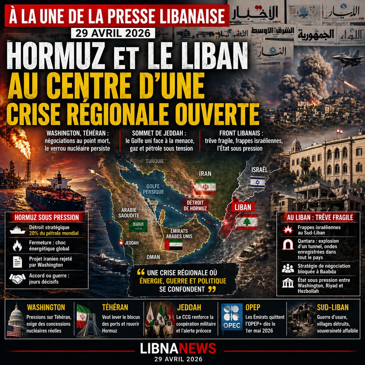Revue de presse: Hormuz et le Liban au centre d’une crise régionale ouverte