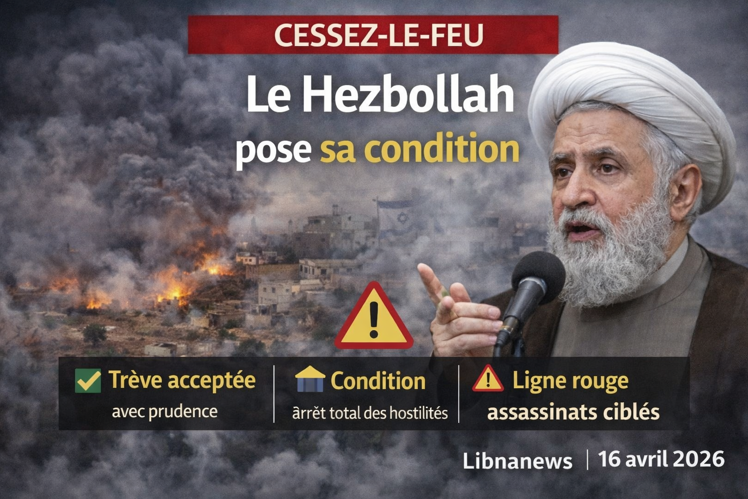 Cessez-le-feu au Liban : le Hezbollah pose sa condition