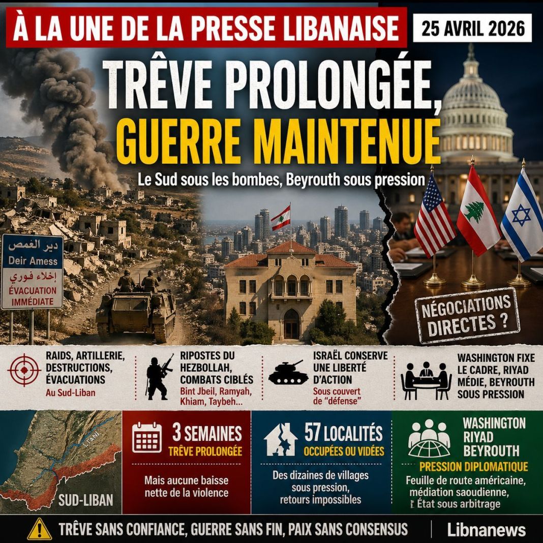 À la Une : trêve prolongée, guerre maintenue et pression diplomatique sur Beyrouth