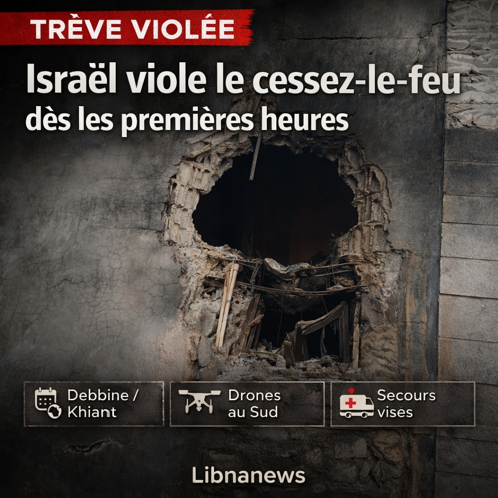 Trêve au Liban : violations israéliennes dès minuit