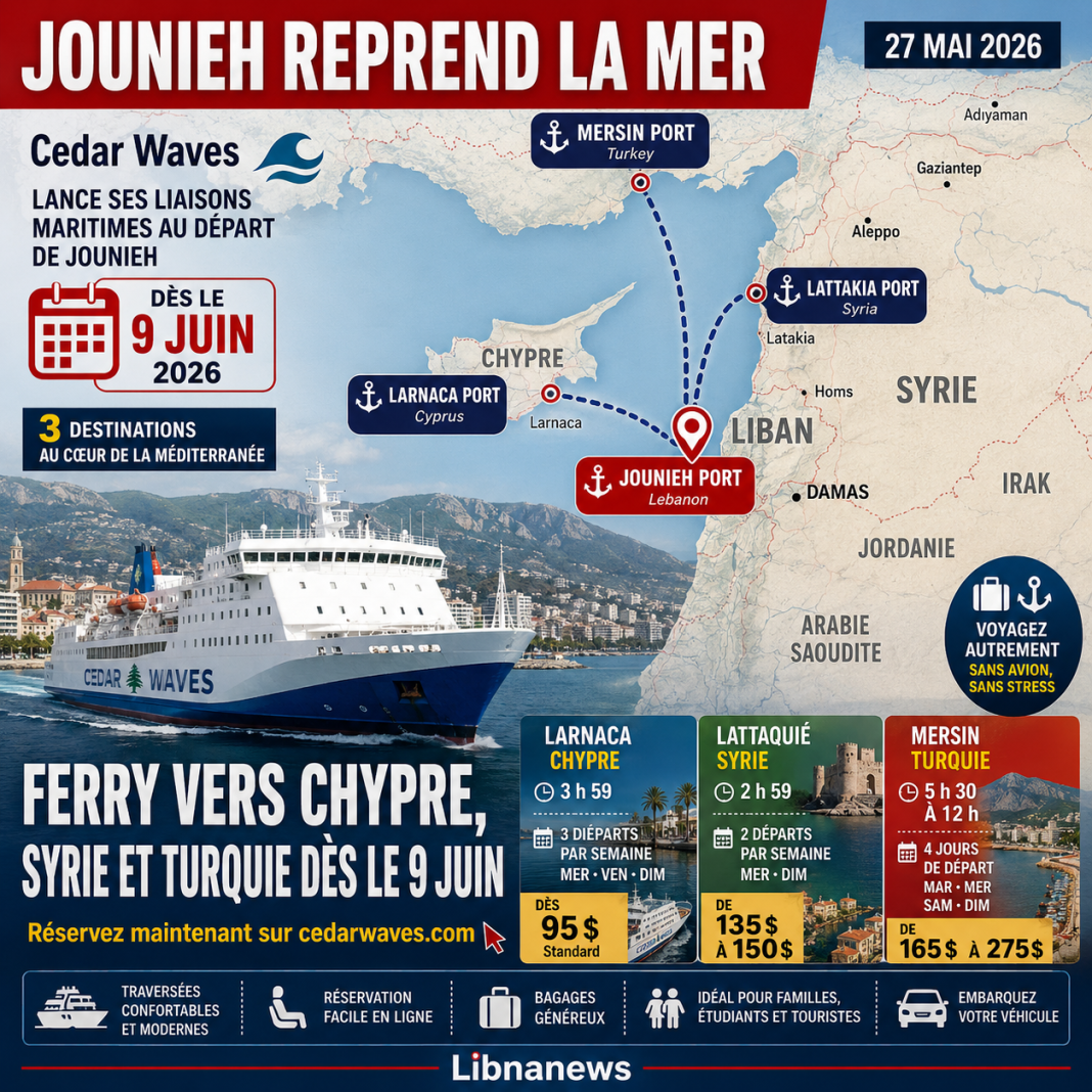 Ferry Jounieh : cap sur Chypre, Syrie et Turquie dès le 9 juin