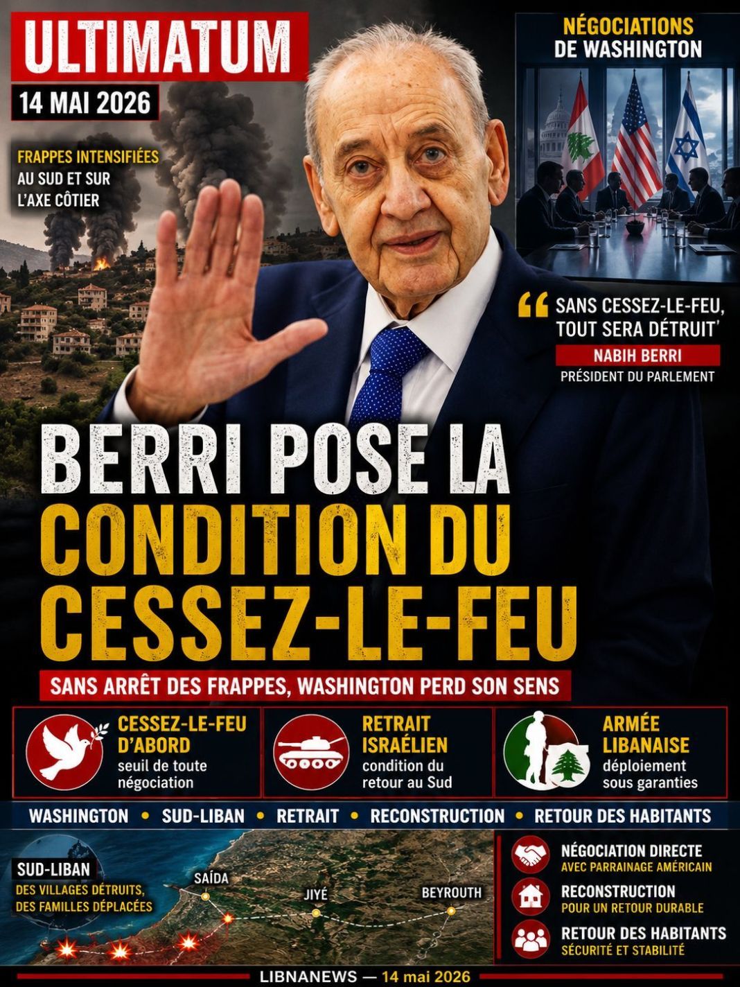 Berri pose l’ultimatum du cessez-le-feu