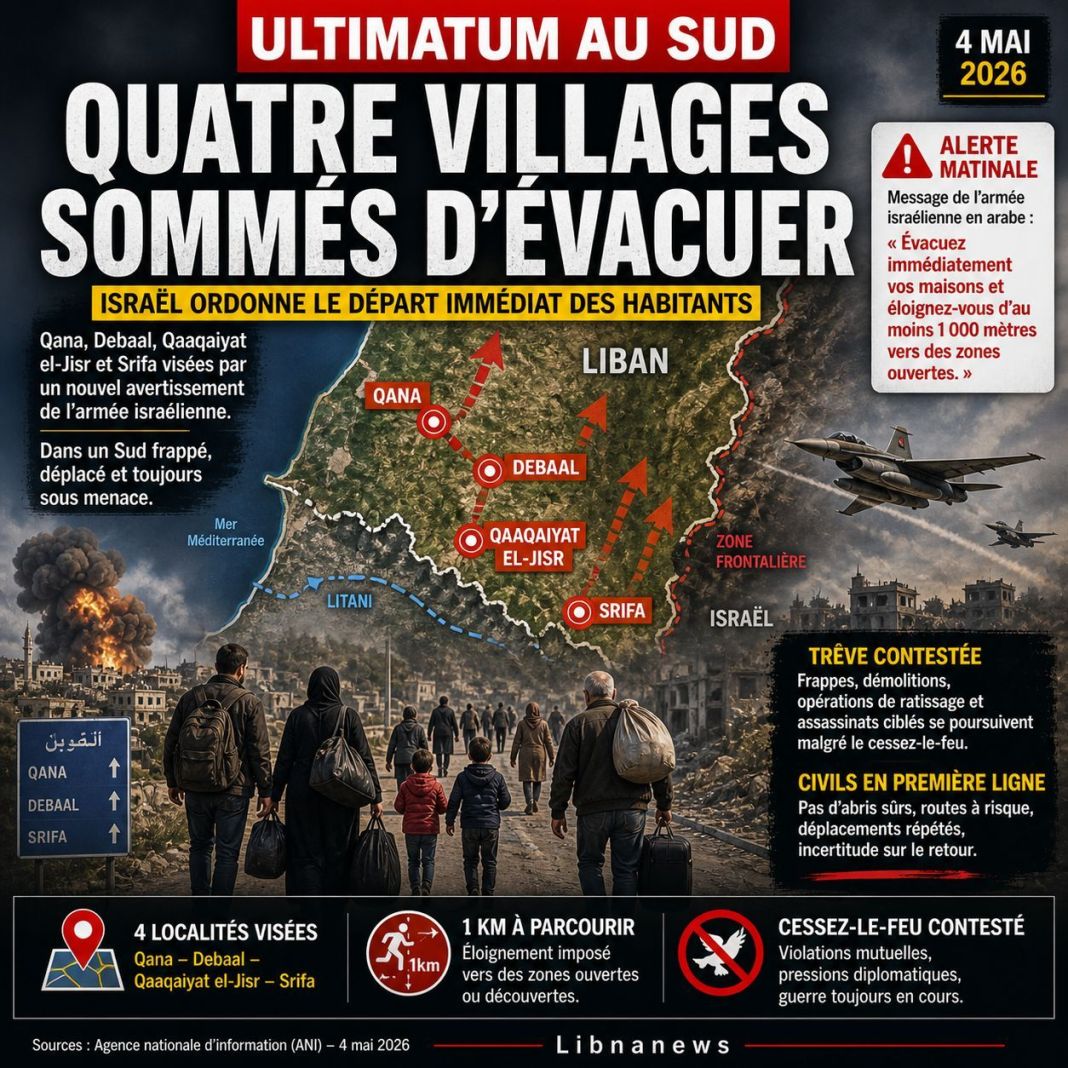 Sud-Liban : quatre villages sommés d’évacuer