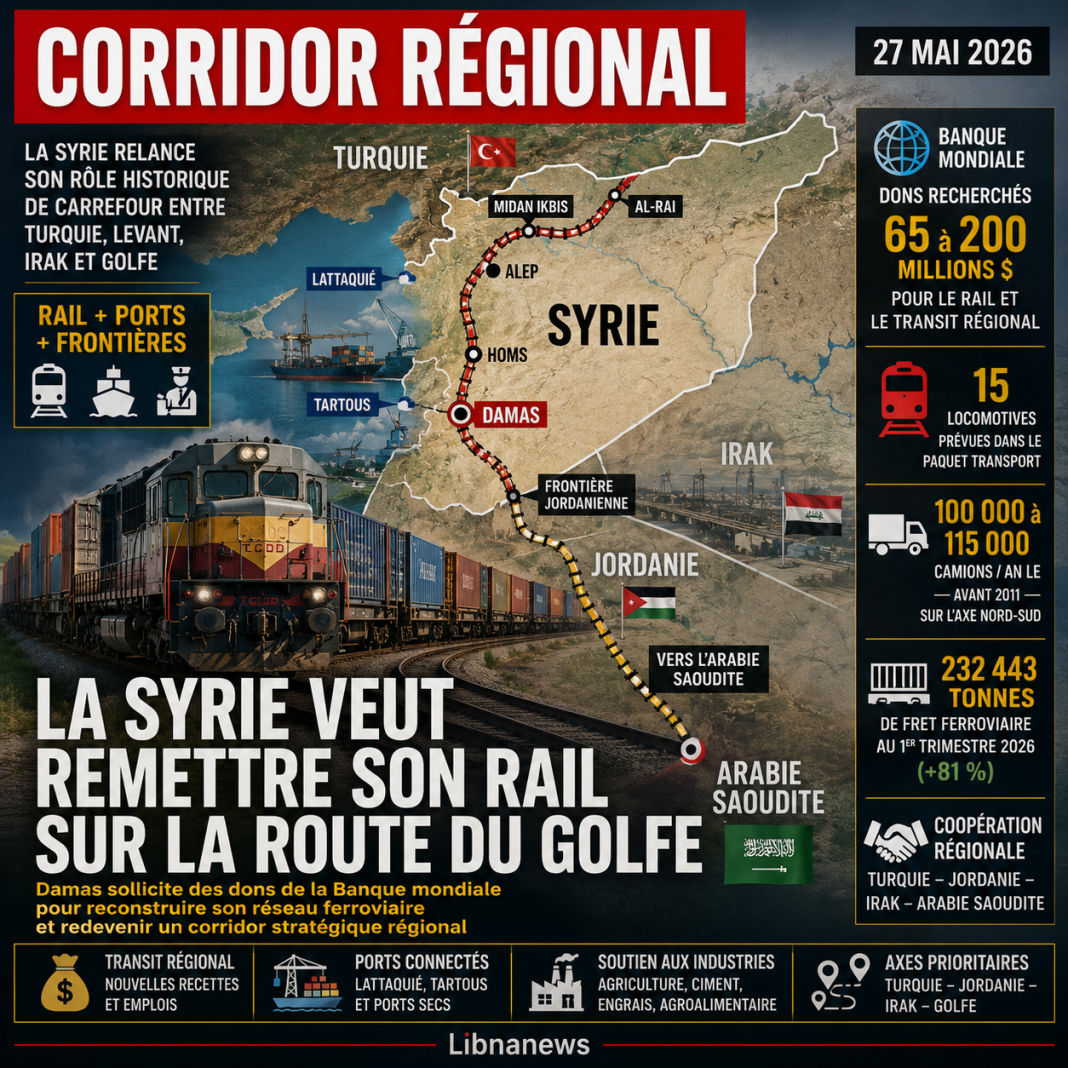 Syrie : le rail vise un corridor vers le Golfe