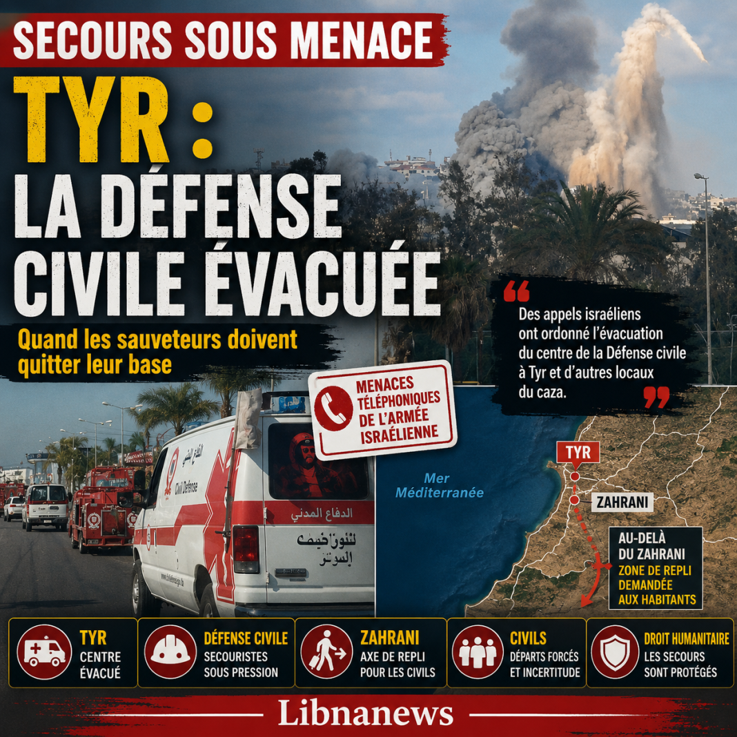Tyr : la Défense civile évacue sous menace israélienne
