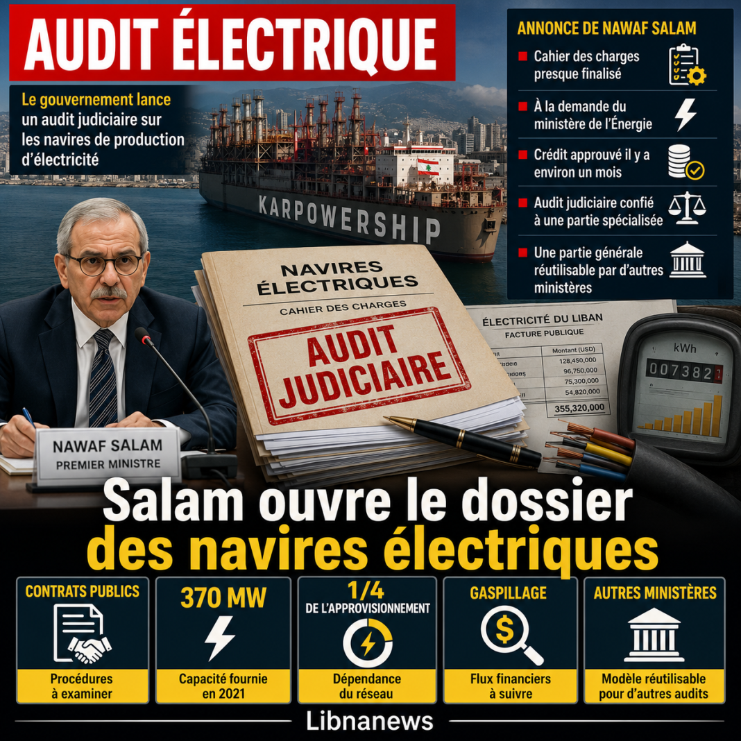 Audit judiciaire sur les navires de production d&rsquo;électricité au Liban