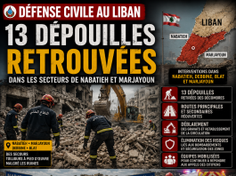 Défense civile au Liban : 13 dépouilles retrouvées