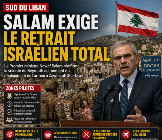 Lebanon: Salam demands full Israeli withdrawal