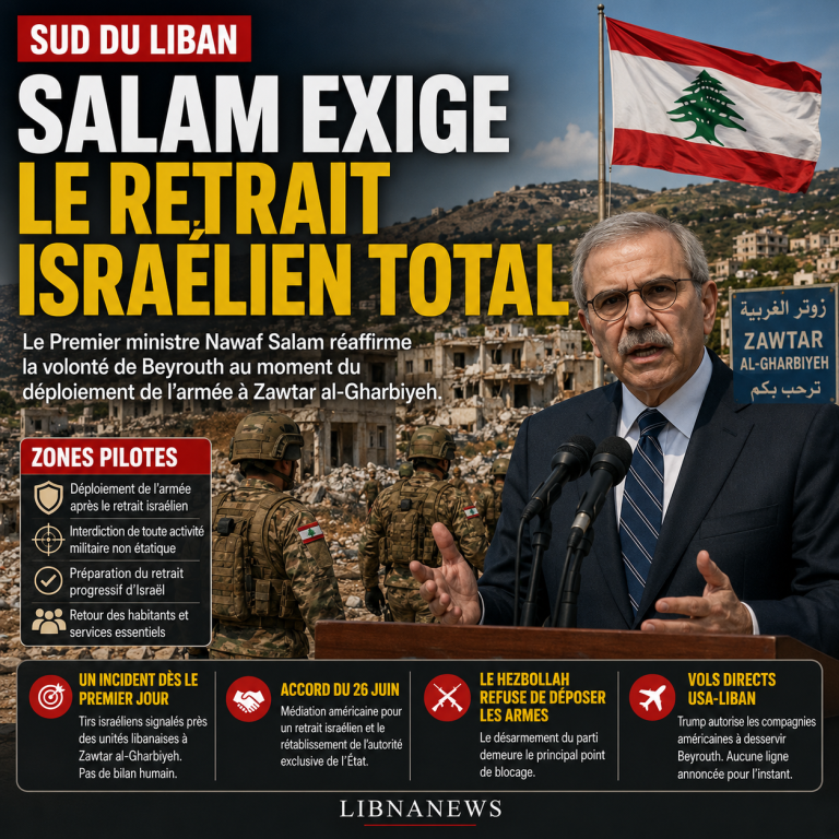 Lebanon: Salam demands full Israeli withdrawal
