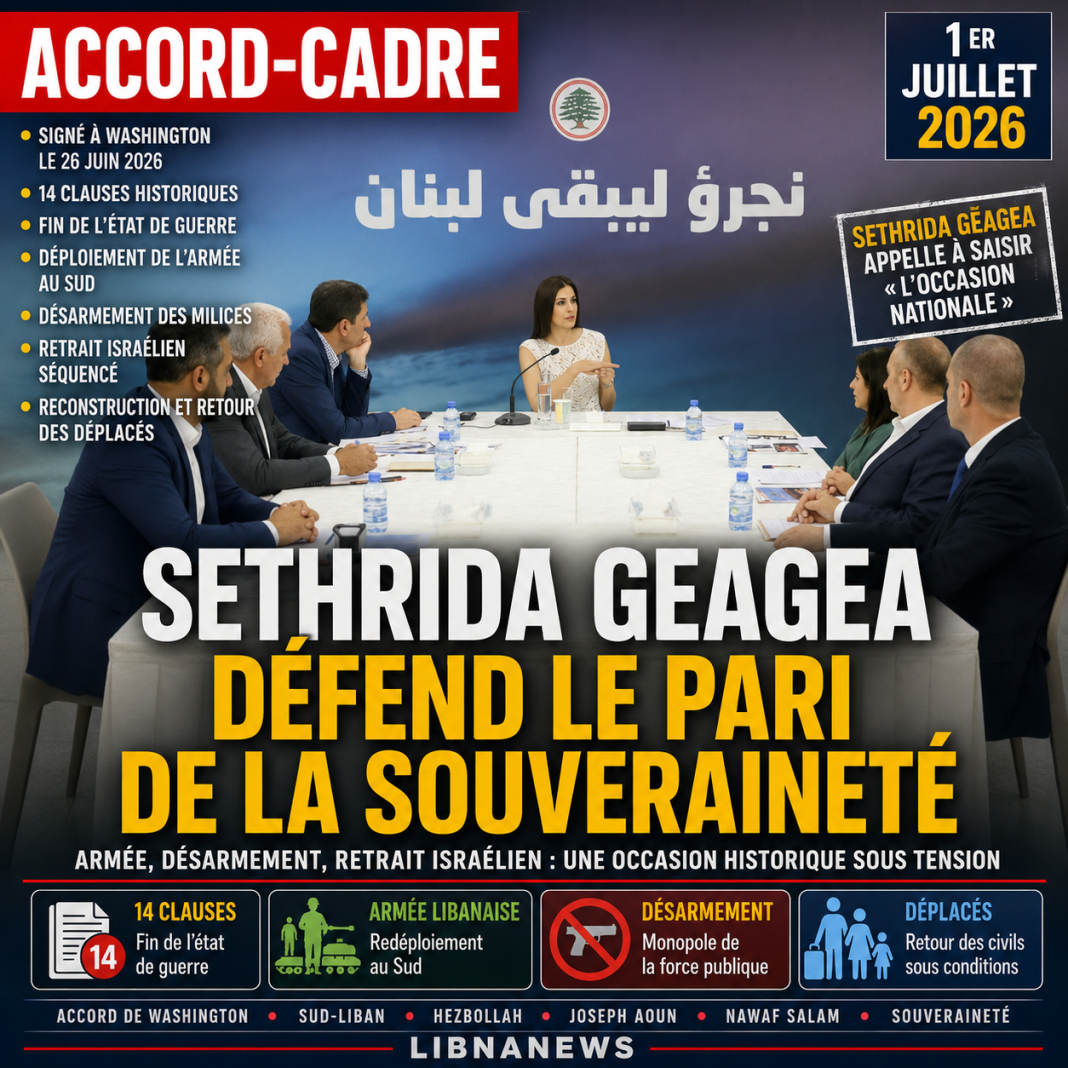 Sethrida Geagea défend l’accord‑cadre libano‑israélien