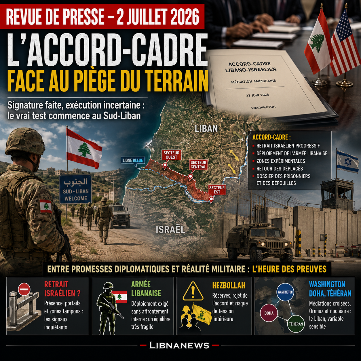 Revue de presse: l’accord-cadre face au test de l’exécution au Sud-Liban
