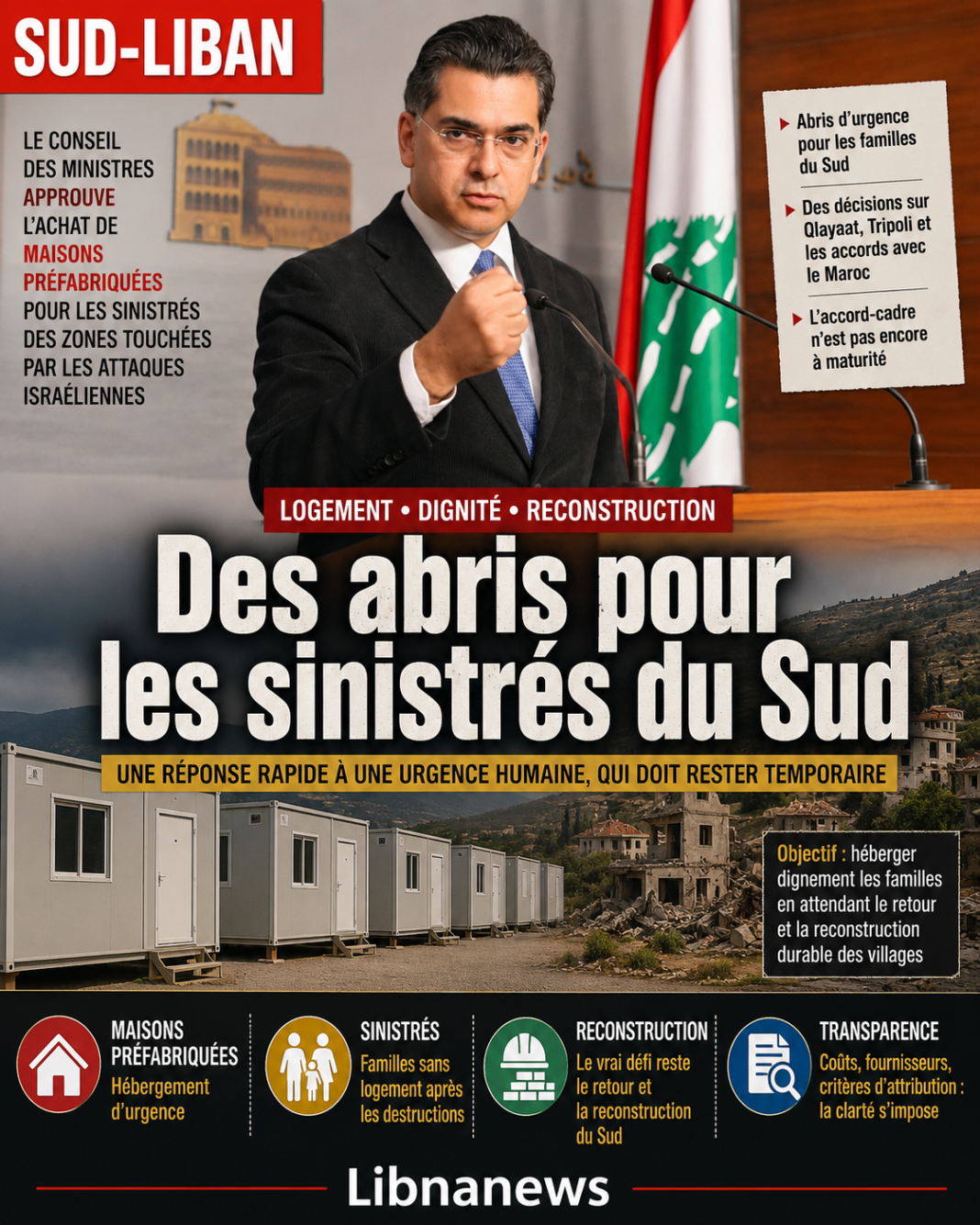 Sud-Liban : le gouvernement achète des abris