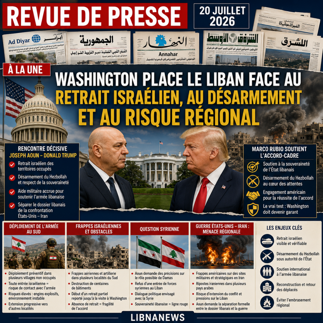 Revue de presse : Washington place le Liban face au retrait israélien, au désarmement et au risque régional