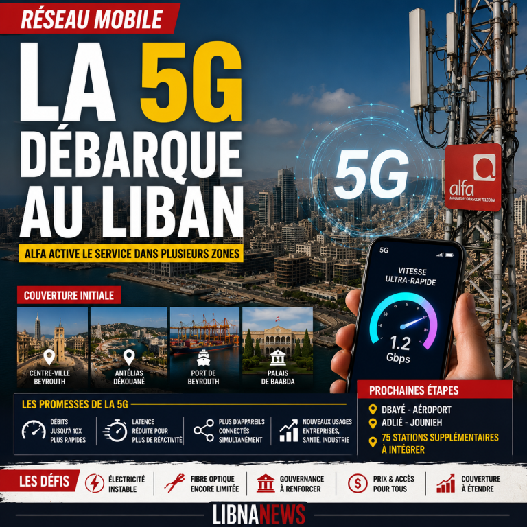 أطلق ألفا 5G في عدة مناطق في لبنان