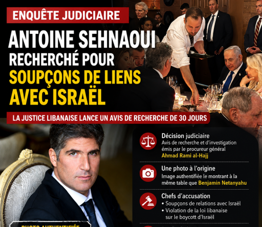 Antoine Sehnaoui recherché pour soupçons de liens avec Israël Antoine Sehnaoui wanted for suspicions of ties with Israel