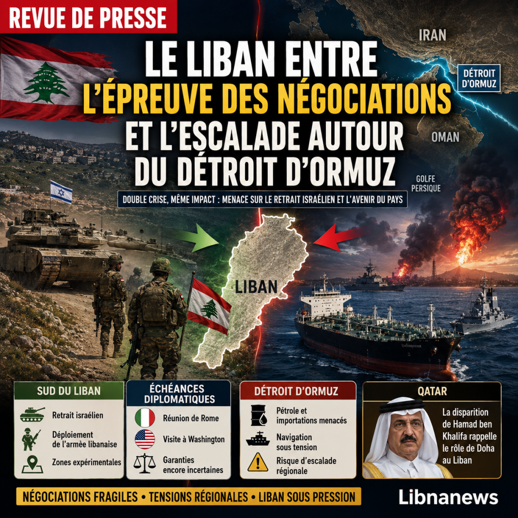 Revue de presse : le Liban entre l’épreuve des négociations et l’escalade autour du détroit d’Ormuz